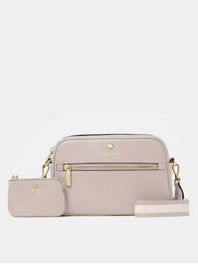 Kate Spade Emma Pebbled Leather Camera Crossbody Bag cozy grey